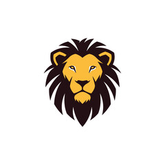 Majestic lion head logo design with golden mane and fierce expression, perfect for branding.