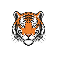 Fototapeta premium Majestic tiger head illustration showcasing vibrant orange and black stripes with intense gaze.