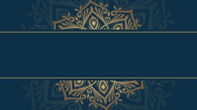 Elegant Mandala Background with Copy Space in Deep Teal and Gold.