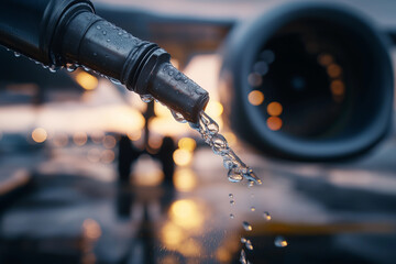 Aircraft Refueling Nozzle with Commercial Jet Engine in Background