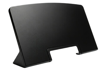 Black plastic adjustable desktop mount for electronic devices isolated with transparent background