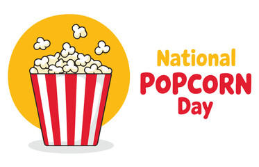 Popcorn Bucket Celebrating National Popcorn Day on Yellow Background