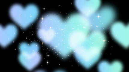 キラキラしたエフェクト、ポップで可愛いハートの背景
