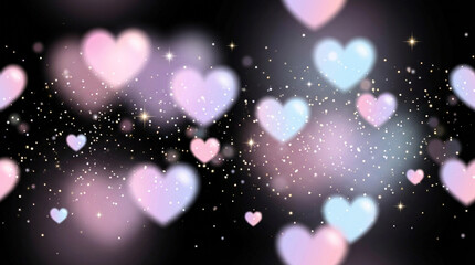 キラキラしたエフェクト、ポップで可愛いハートの背景