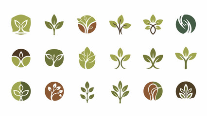 Collection of Green Leaf Icons and Logos.
