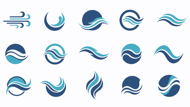 Collection of Blue Wave Logos and Icons.