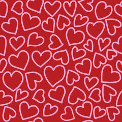 Seamless Red Heart Doodle Pattern for Valentine Love Background