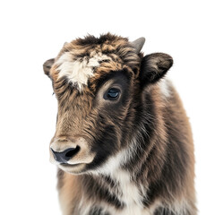 Fototapeta premium Close up of a yak's face isolated on transparent background