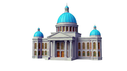 Purple Building with Blue Domes