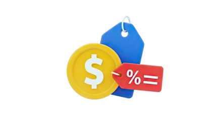 Discount and Savings Concept with Dollar Coin and Price Tags