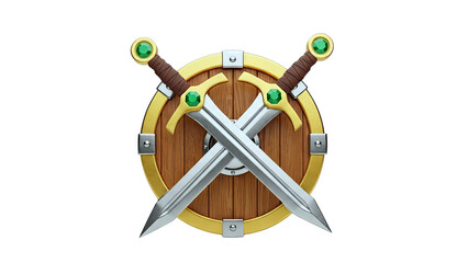 Fantasy Shield and Crossed Swords with Emeralds