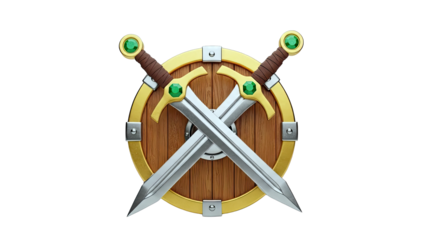 Fantasy Shield and Crossed Swords with Emeralds