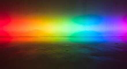 A stunning horizontal rainbow gradient of light glowing against a dark, textured ground. Perfect for colorful backgrounds and modern designs.
