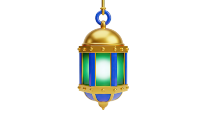 Golden and Blue Lantern with Green Panels