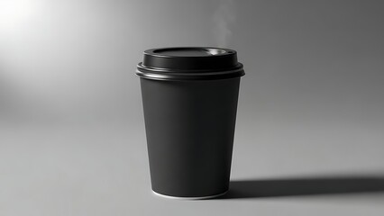 A black reusable coffee travel mug with a screw on lid