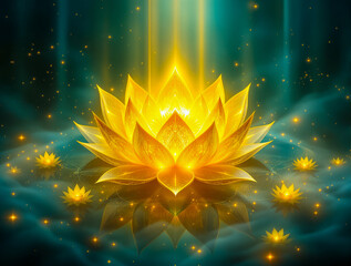 Ethereal Golden Lotus Bloom