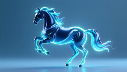 An abstract horse shaped by flowing light energy