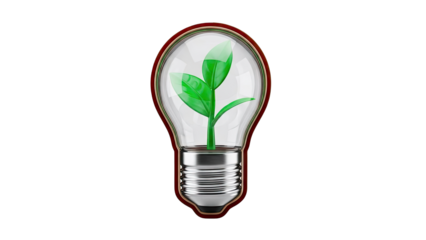 Light bulb with plant sprout
