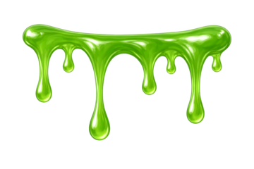 Green slime dripping, isolated on transparent background