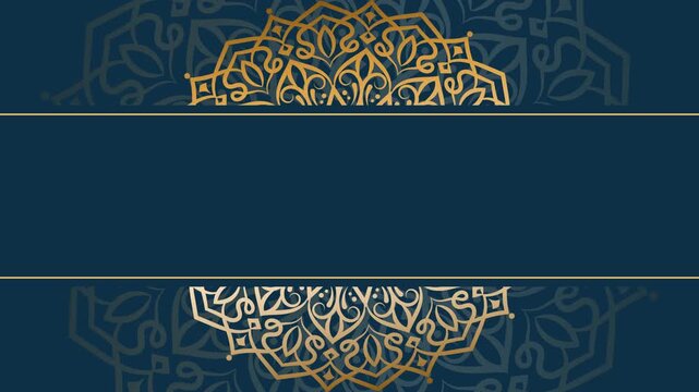 Elegant Gold Mandala Design on Deep Teal Background with Copy Space.