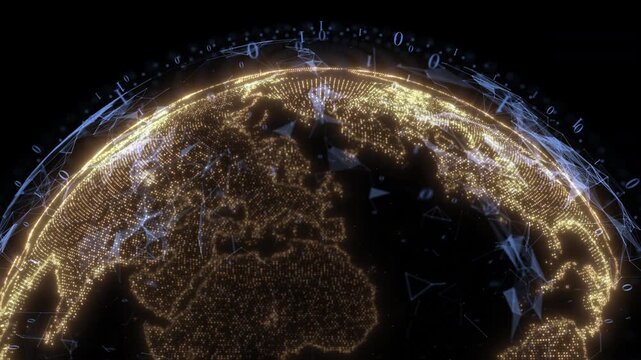 Rotating virtual blue Earth, 4K video footage