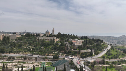 Naklejka premium Mount Zion and Silwan hills in the background, Jerusalem, Israel, November 2025.