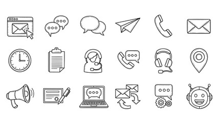 Fototapeta premium Contact and communication support icons set