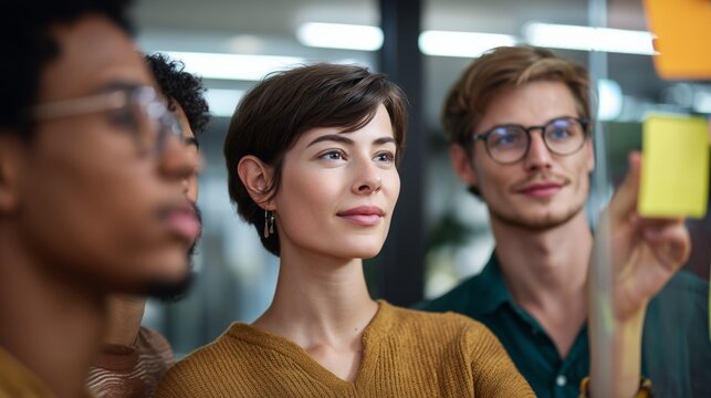 Collaborative team meeting office space brainstorming session modern environment close-up view - Powered by Adobe