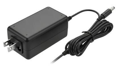 Black power adapter with cord and plug