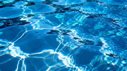 Close-up of rippling blue water surface with sunlight reflections