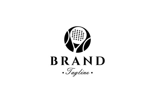 padel sport logo with a combination of tennis ball shapes in a flat design style