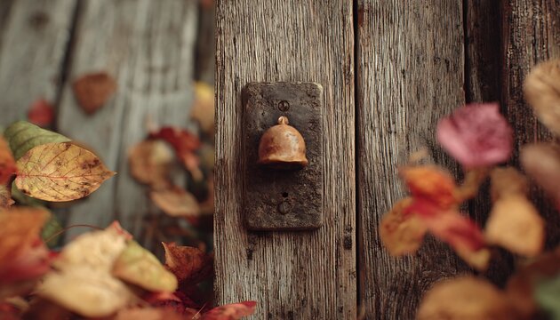 autumn leaves on a wooden fence - Powered by Adobe