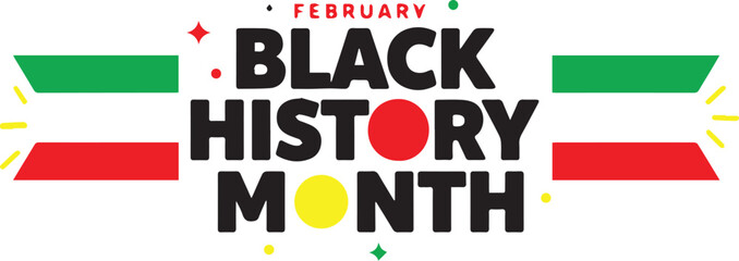 Bold vector illustration for Black History Month with Pan-African colors and decorative cultural accents
