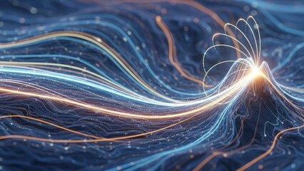 Abstract Energy Wave Patterns with Light Effects and Depth Illusion