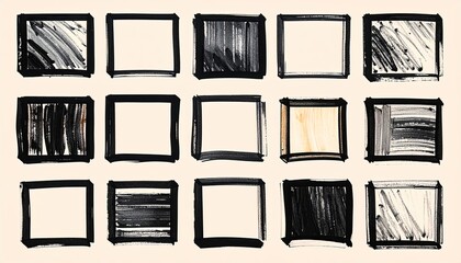 Boxy sketches, some filled in, arranged grid-like