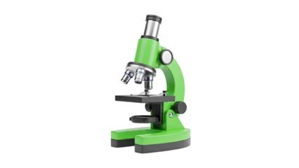 Green Microscope on a White Background