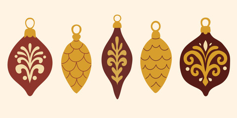 Vintage toys for Christmas tree. Christmas ornament.