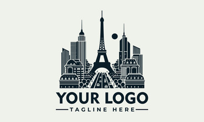 Obraz premium Paris city skyline landmark vector. logo. illustration. flat template 6683.eps design