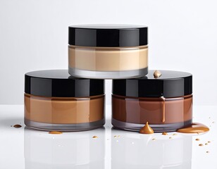 Stacked jars of different tone foundation
