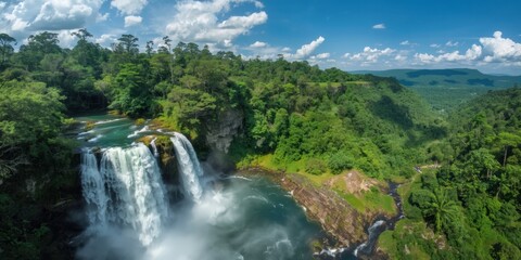 Lush forest waterfall