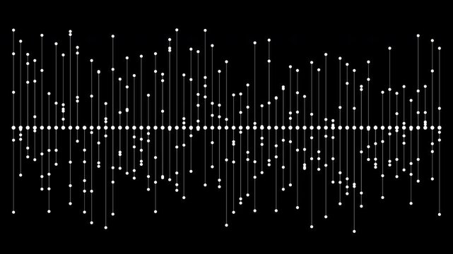 Audio pin graph oscillates and bounces showing sound wave rise and fall technology