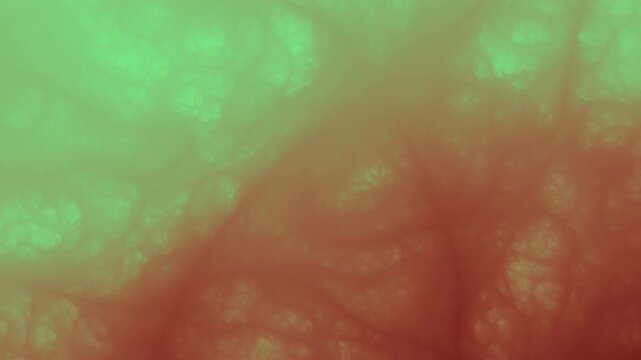Mysterious underwater red algae sway like alien tentacles in marine green haze