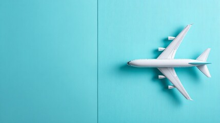 A miniature airplane soars against a serene, sky-blue canvas, offering a sense of wanderlust and the promise of new adventures.