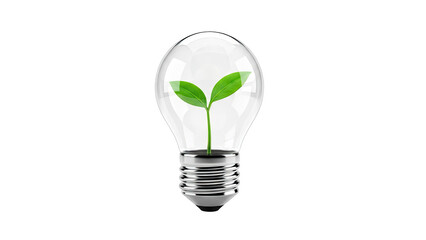 Lightbulb with plant sprout symbolizing green energy and growth
