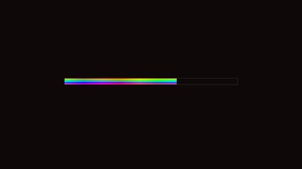 A colorful progress bar is displayed on a black background, highlighting smooth loading transitions for video creators. This design is useful in enhancing viewer engagement during content playback.