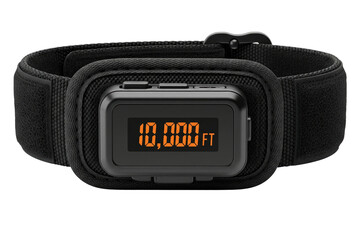 Digital skydiving altimeter displaying ten thousand feet on a transparent background