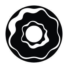 Classic round donut with hole Vector, Silhouette, Illustration