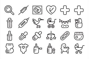 Fototapeta premium Infant and Newborn Icons for Medical Apps, Family Dashboards and UI Design