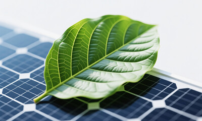 Nature and technology harmony concept leaf texture blending into solar panel surface  Generative AI