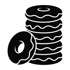 Stacked donuts Vector, Silhouette, Illustration